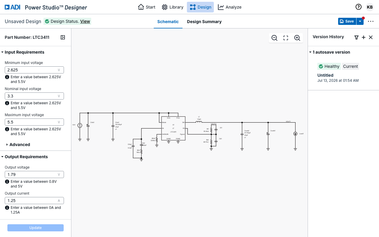 Version History panel showing saved versions